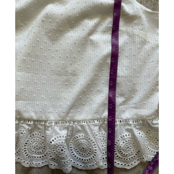 J. Crew White Swiss Dot Eyelet Square Neck Ruffe Hem Casual Tank Top, Size 4 - Picture 6 of 6